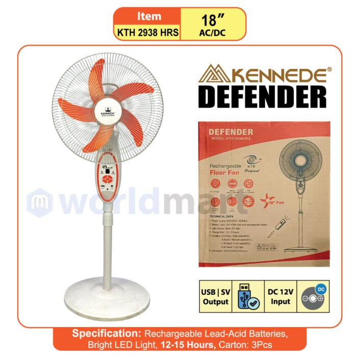 Defender-Rechargeable-Fan-KTH-2936-HRS--18--Inch