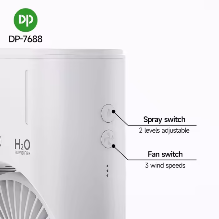Rechargeable Air Cooling Water Tank Spray Humidifier Fan with LED Light - Image 4